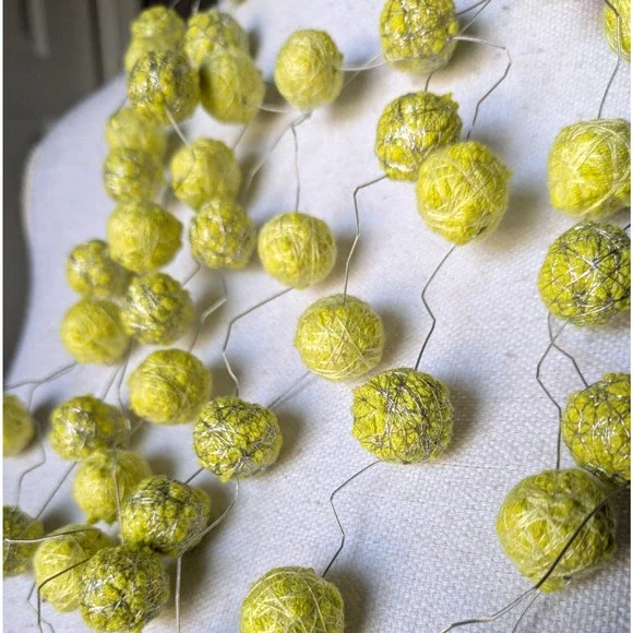 Beyond Threads Recycled Textile Necklace Chartreuse Yellow Green Art to Wear